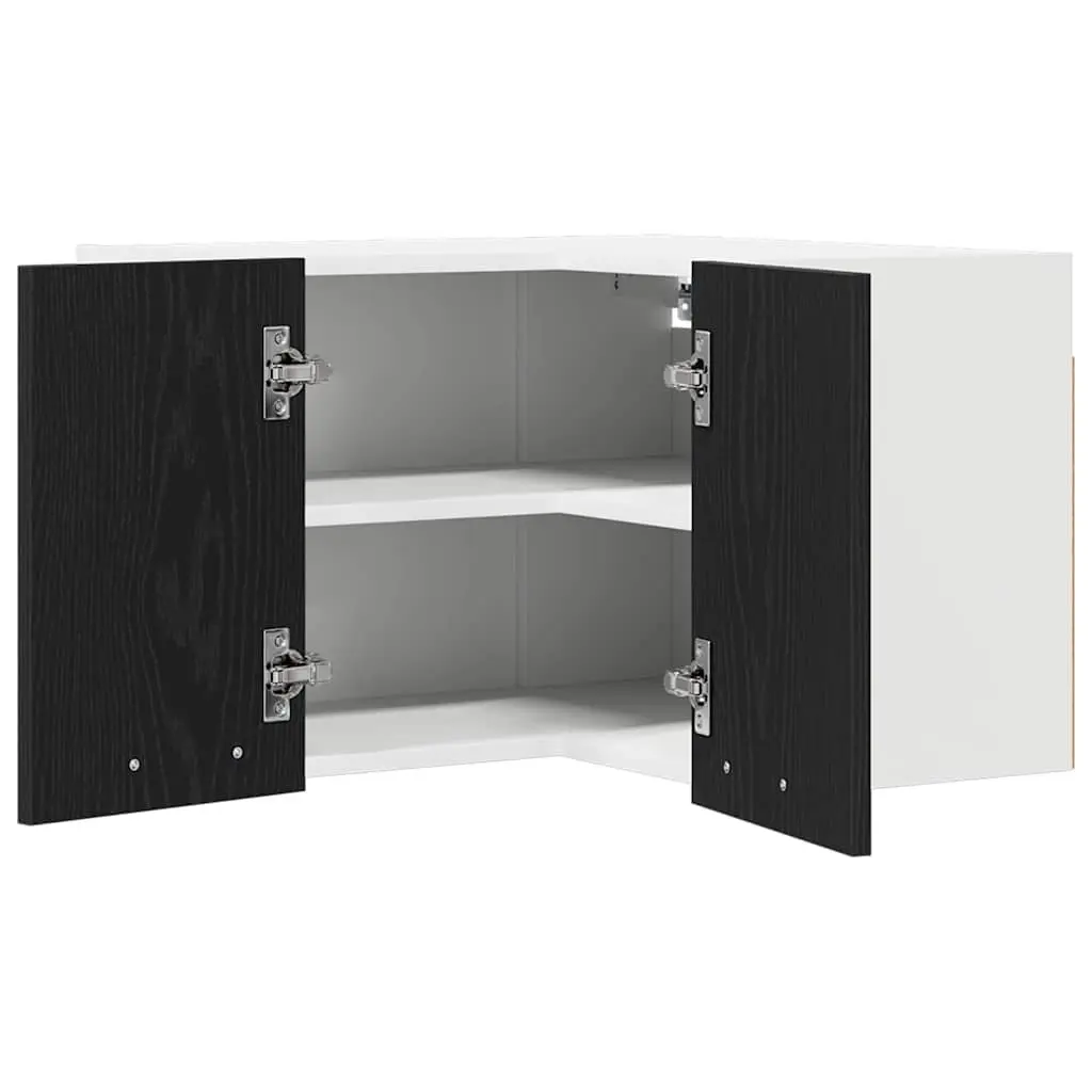 Wall-Mount Kitchen Cabinet Black Oak White 57x57x40cm