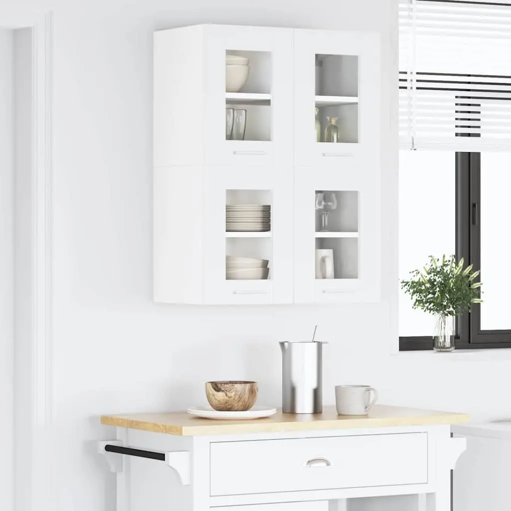 Hanging Cabinet Set Engineered Wood Modern White 60x31x40cm Two Pieces Storage
