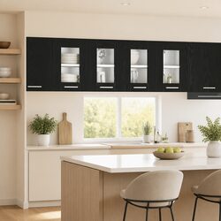 Functional Black Oak Kitchen Cabinet for Everyday Use