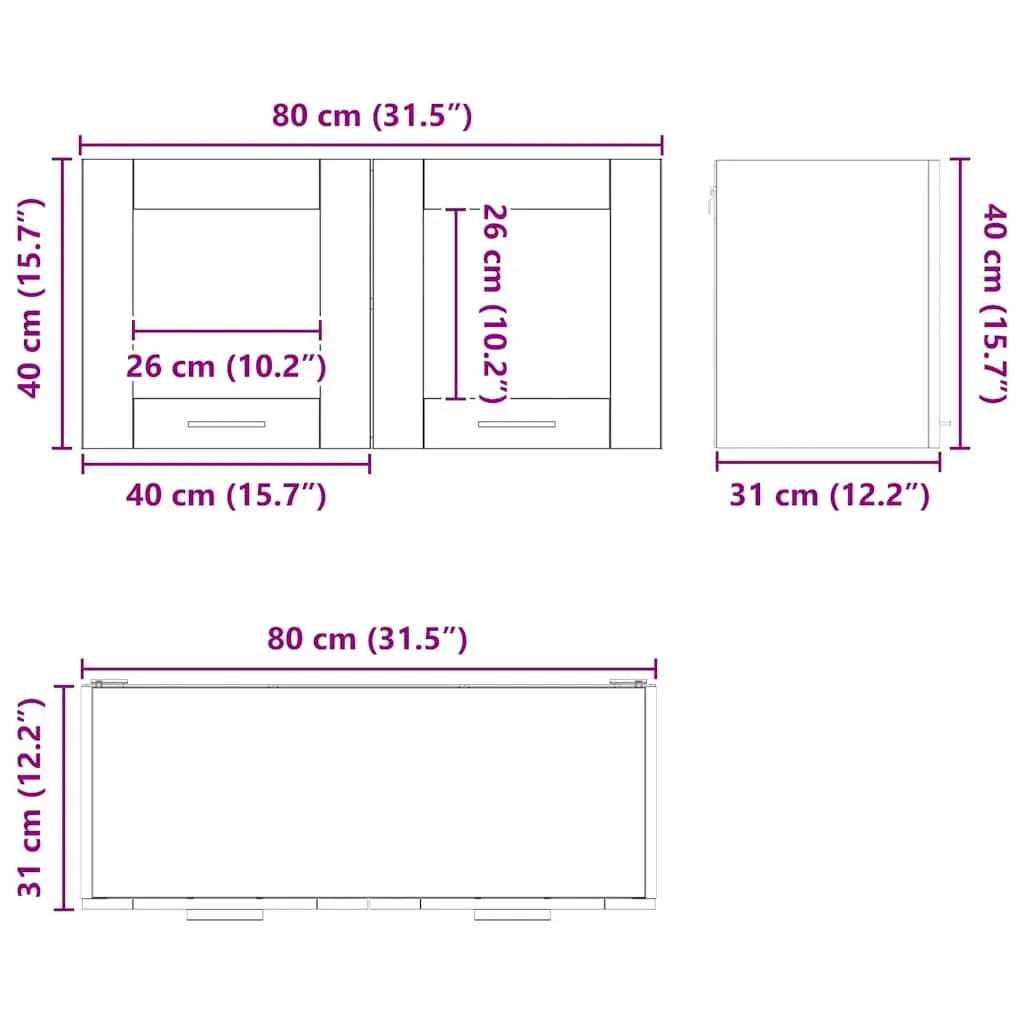 Wall Mount Kitchen Cabinet Engineered Wood 80x31x40cm Black Oak White Modern Storage