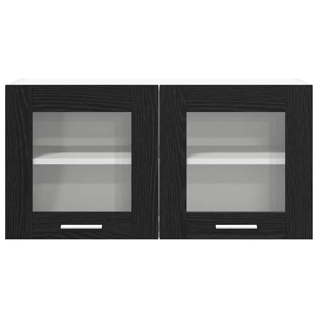 Wall Mount Kitchen Cabinet Engineered Wood 80x31x40cm Black Oak White Modern Storage