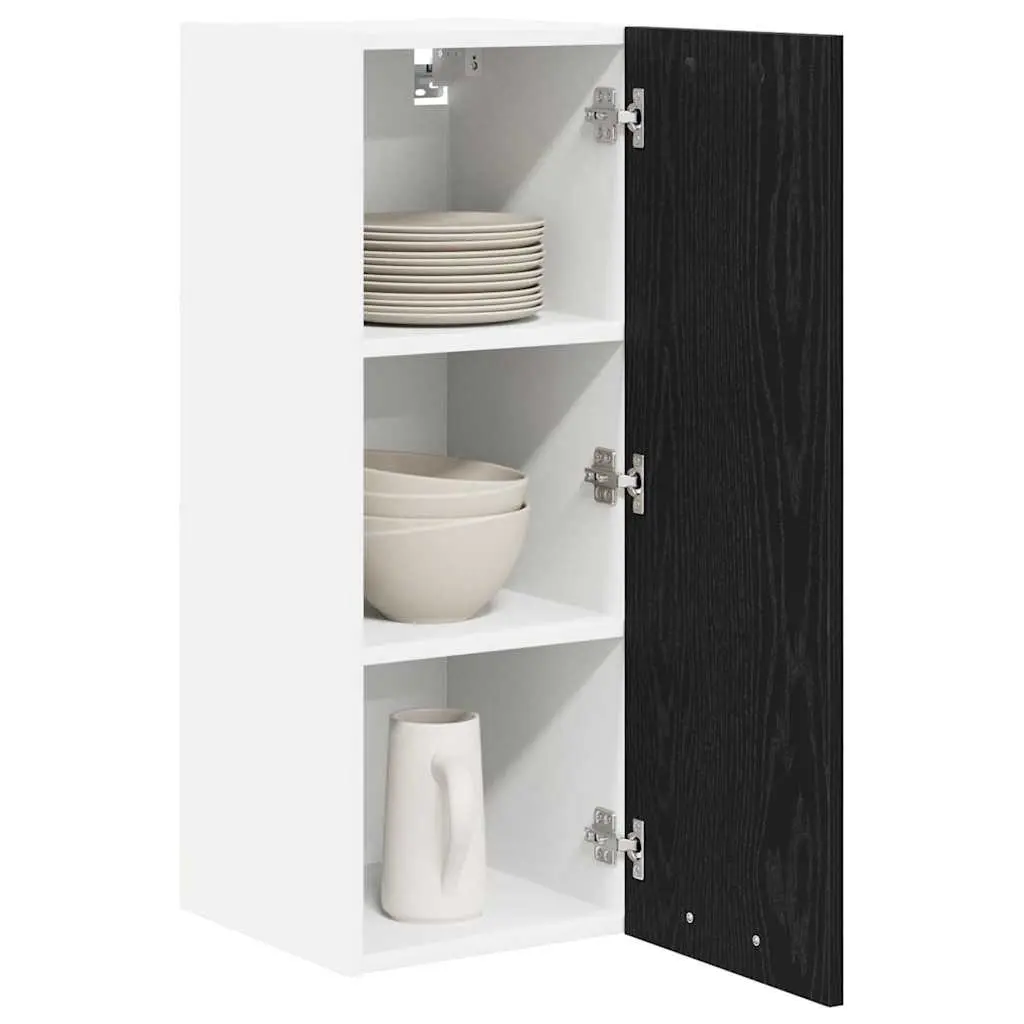 Hanging Kitchen Cabinet with Door Black Oak White Modern Storage 30x31x80cm