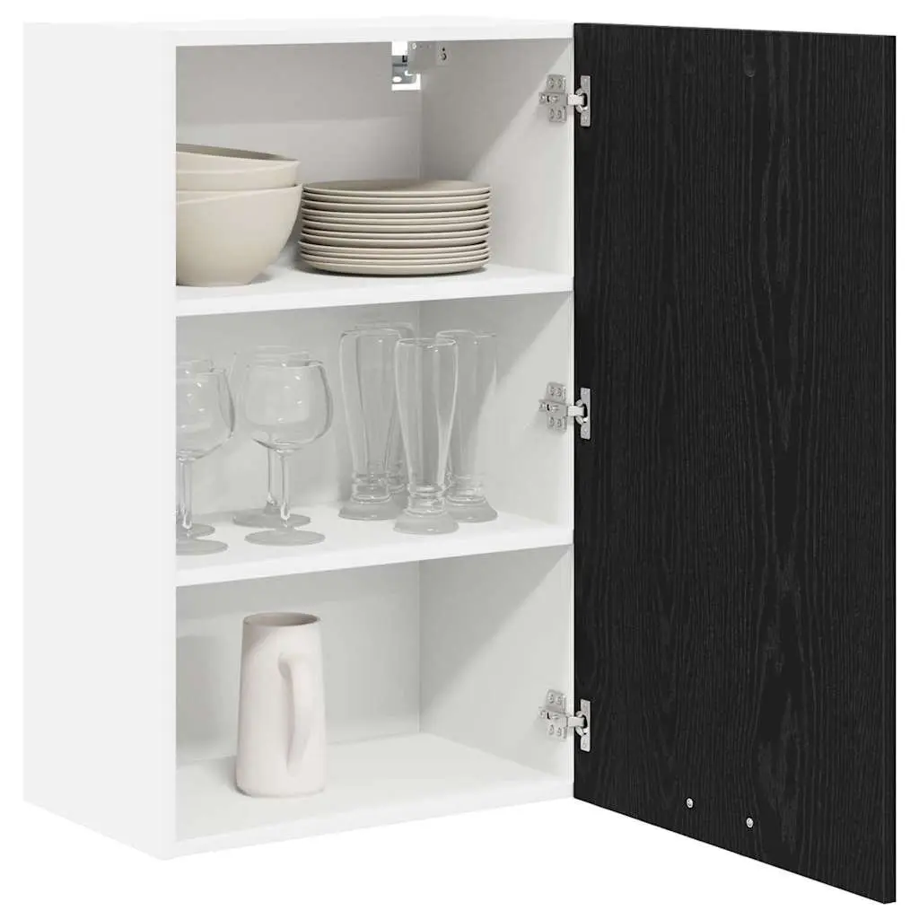Kitchen Cabinet Engineered Wood 50x31x80cm Black Oak White Modern Hanging Storage