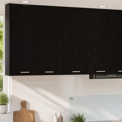 Practical Black Oak Hanging Kitchen Cabinet for Daily Use