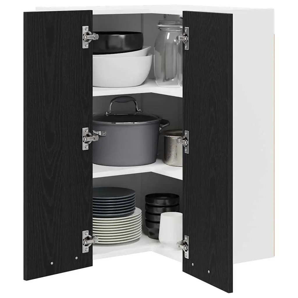 Hanging Kitchen Cabinet Engineered Wood 57x57x80cm Black Oak White Modern Storage