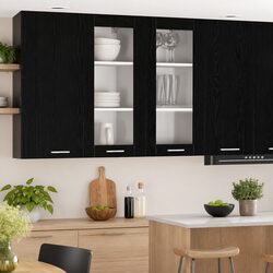 Practical Black Oak Hanging Cabinet for Everyday Use 40x31x80cm