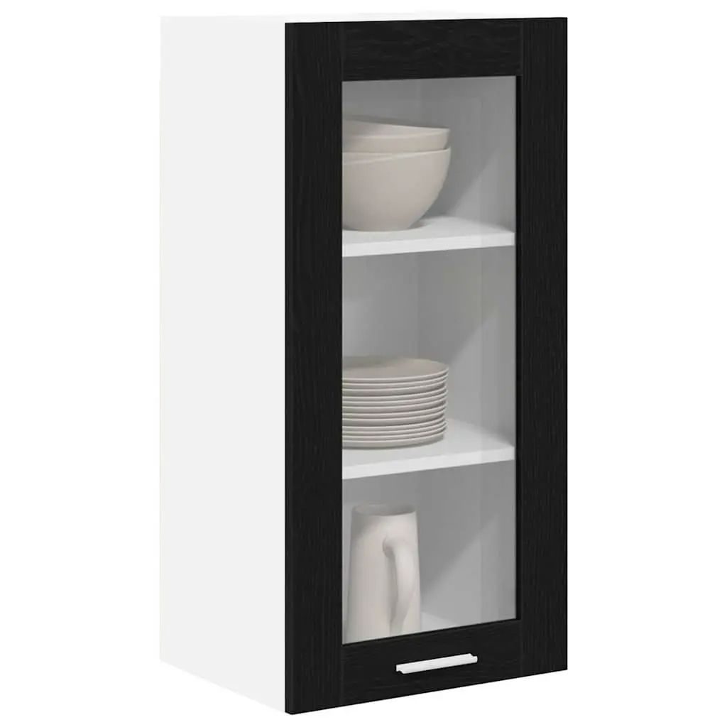 Hanging Kitchen Cabinet Engineered Wood Black Oak 40x31x80cm