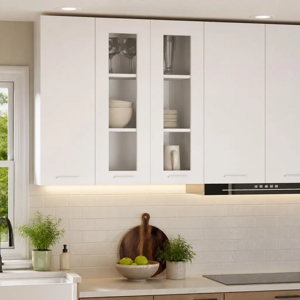 White Hanging Kitchen Cabinet with Door