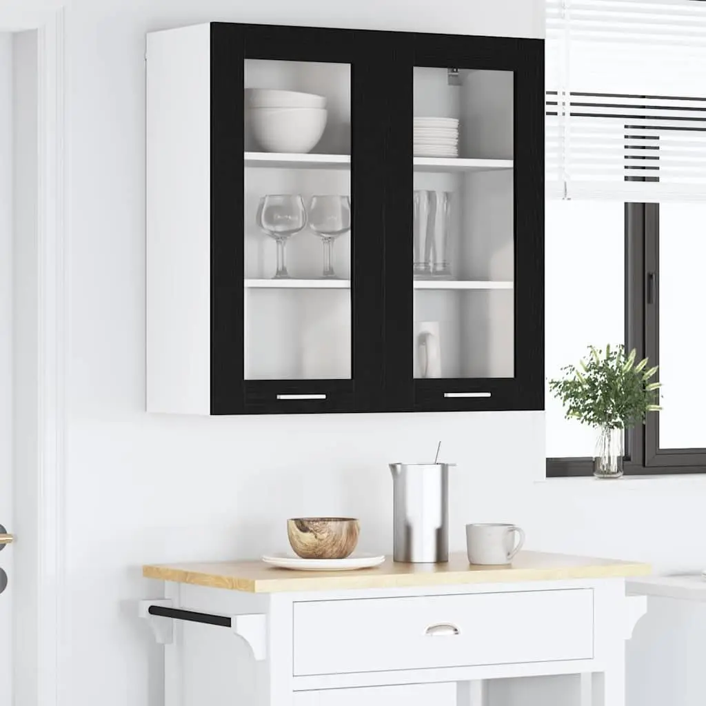 Hanging Kitchen Cabinet Black Oak 80 x 31 x 80 cm Engineered Wood Storage