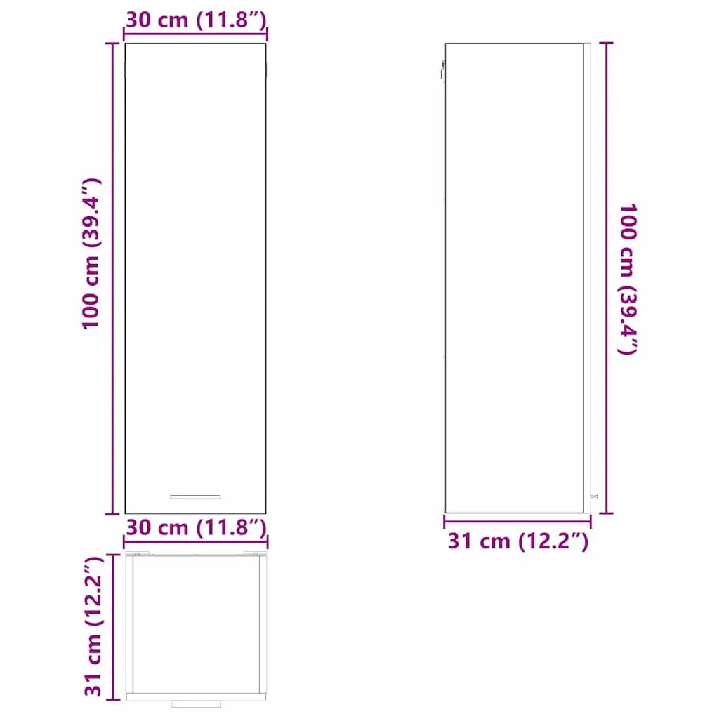 Hanging Kitchen Cabinet Engineered Wood 30 x 31 x 100 cm Black Oak