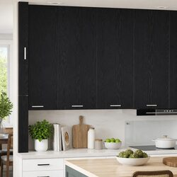 Hanging Kitchen Cabinet Black Oak Modern Storage Engineered Wood 80 x 31 x 100
