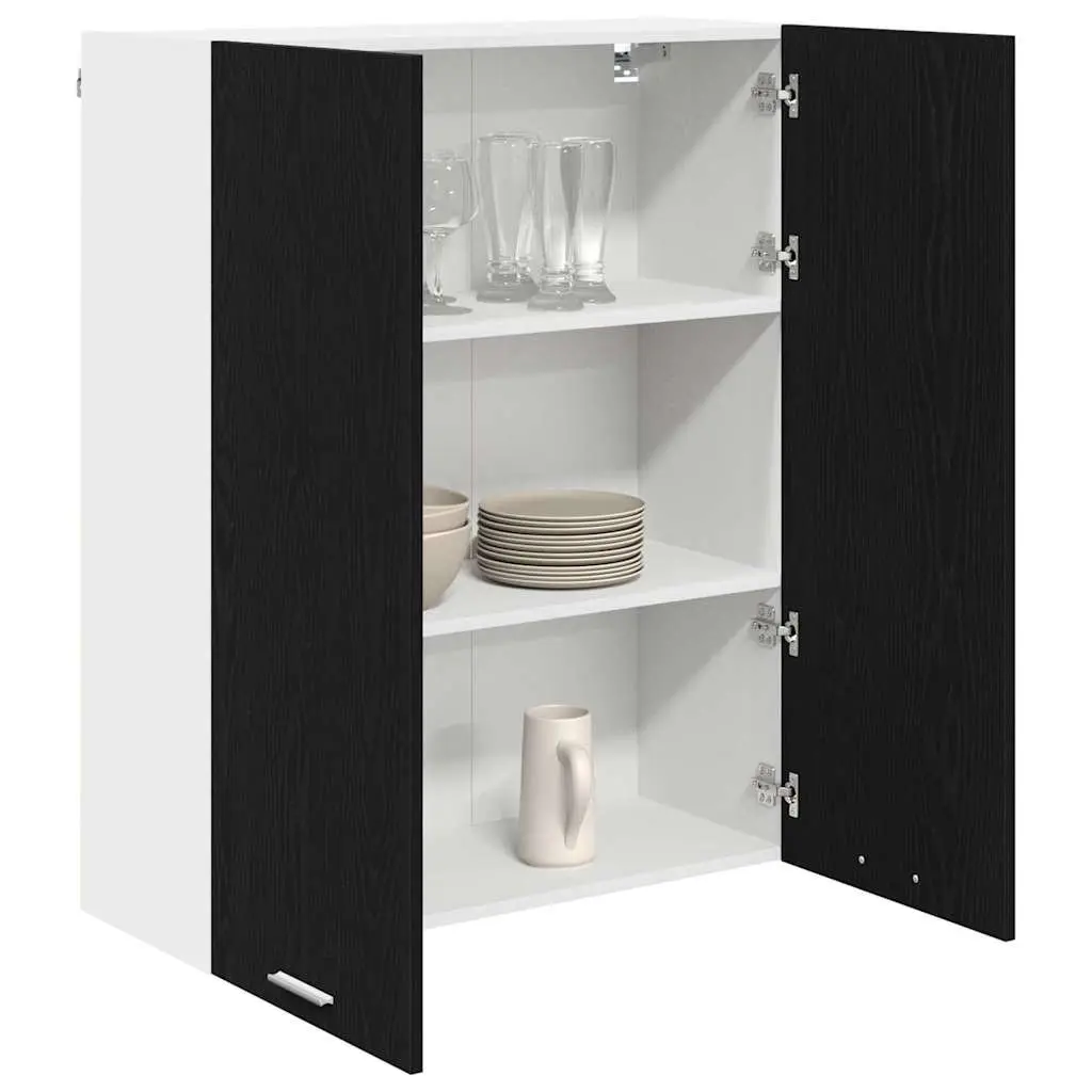 Hanging Kitchen Cabinet Black Oak Modern Storage Engineered Wood 80 x 31 x 100