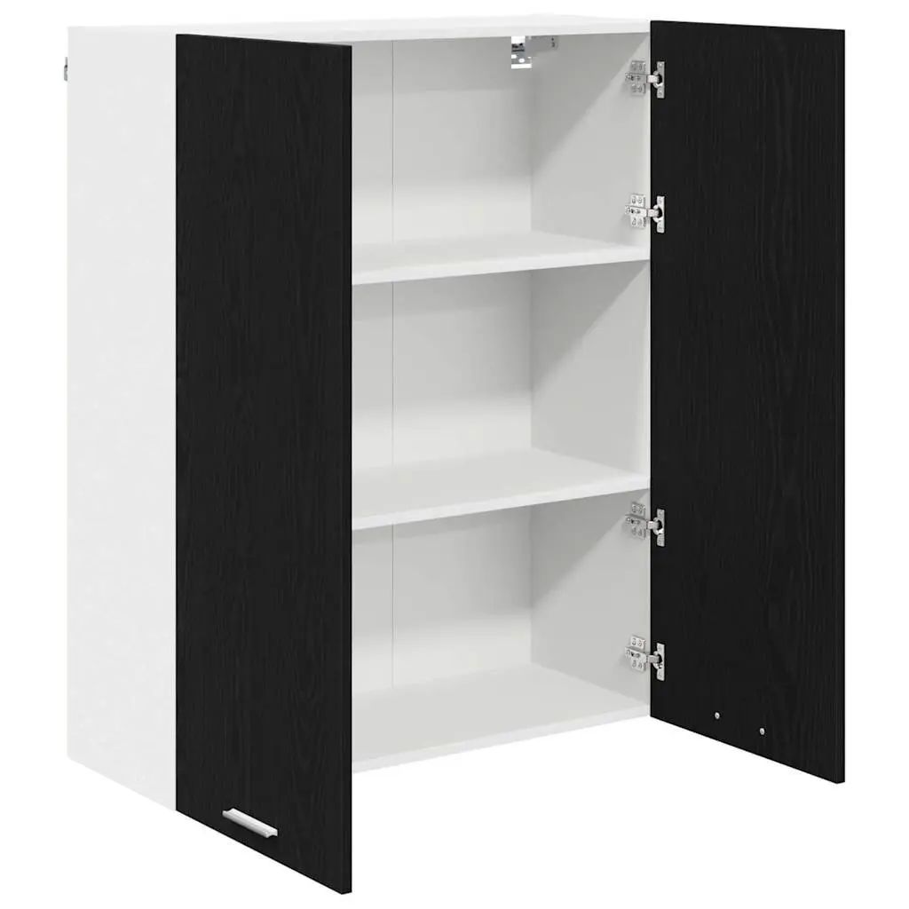 Hanging Kitchen Cabinet Black Oak Modern Storage Engineered Wood 80 x 31 x 100