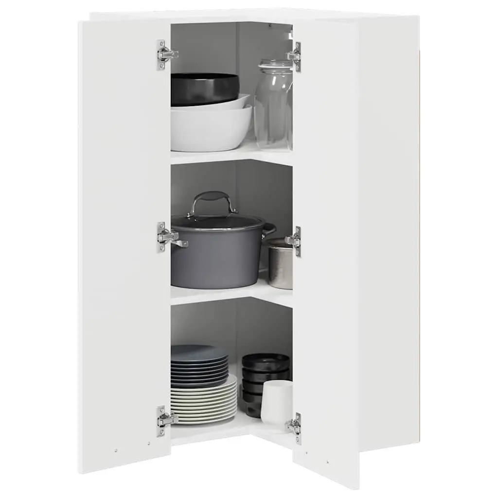 Hanging Kitchen Cabinet White Modern Storage Engineered Wood 57x57x100cm