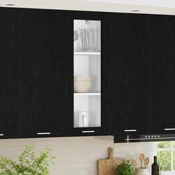 Practical Black Oak Hanging Cabinet for Your Kitchen