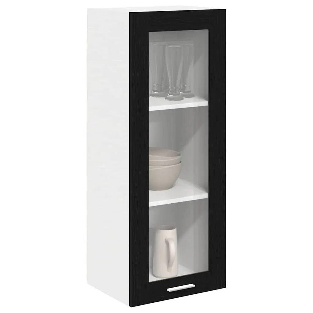 Hanging Storage Cupboard Engineered Wood Black Oak 100cm x 40cm x 31cm Contemporary Kitchen Cabinet