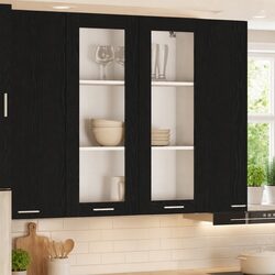 Versatile Black Oak Hanging Kitchen Cabinet for Your Home