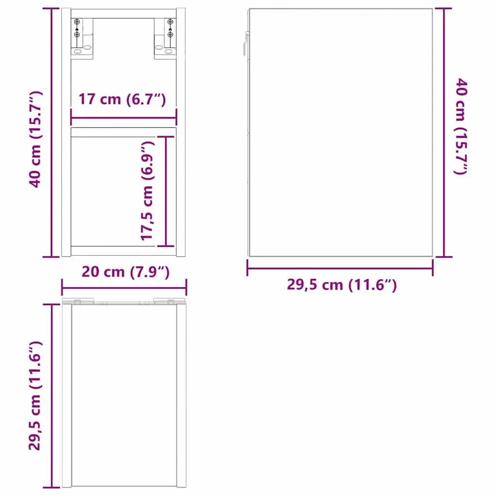 Hanging Kitchen Cabinet Engineered Wood 20x29.5x40cm Black Oak