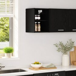 Practical Black Oak Hanging Cabinet for Everyday Use