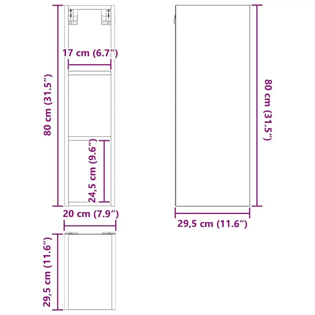 Hanging Kitchen Cabinet White Modern Storage 20x29.5x80cm Engineered Wood