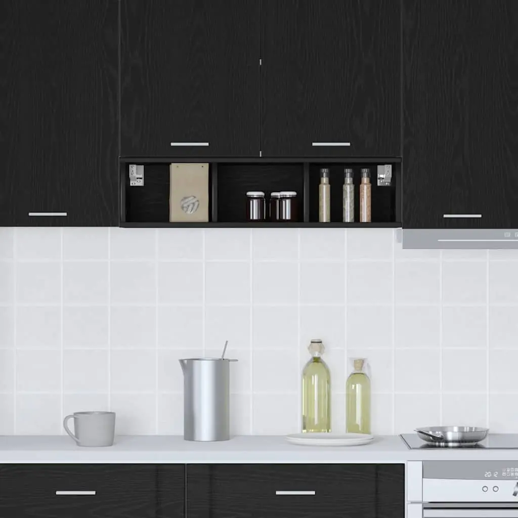 Hanging Kitchen Cabinet Engineered Wood Black Oak 20 x 29.5 x 80 cm