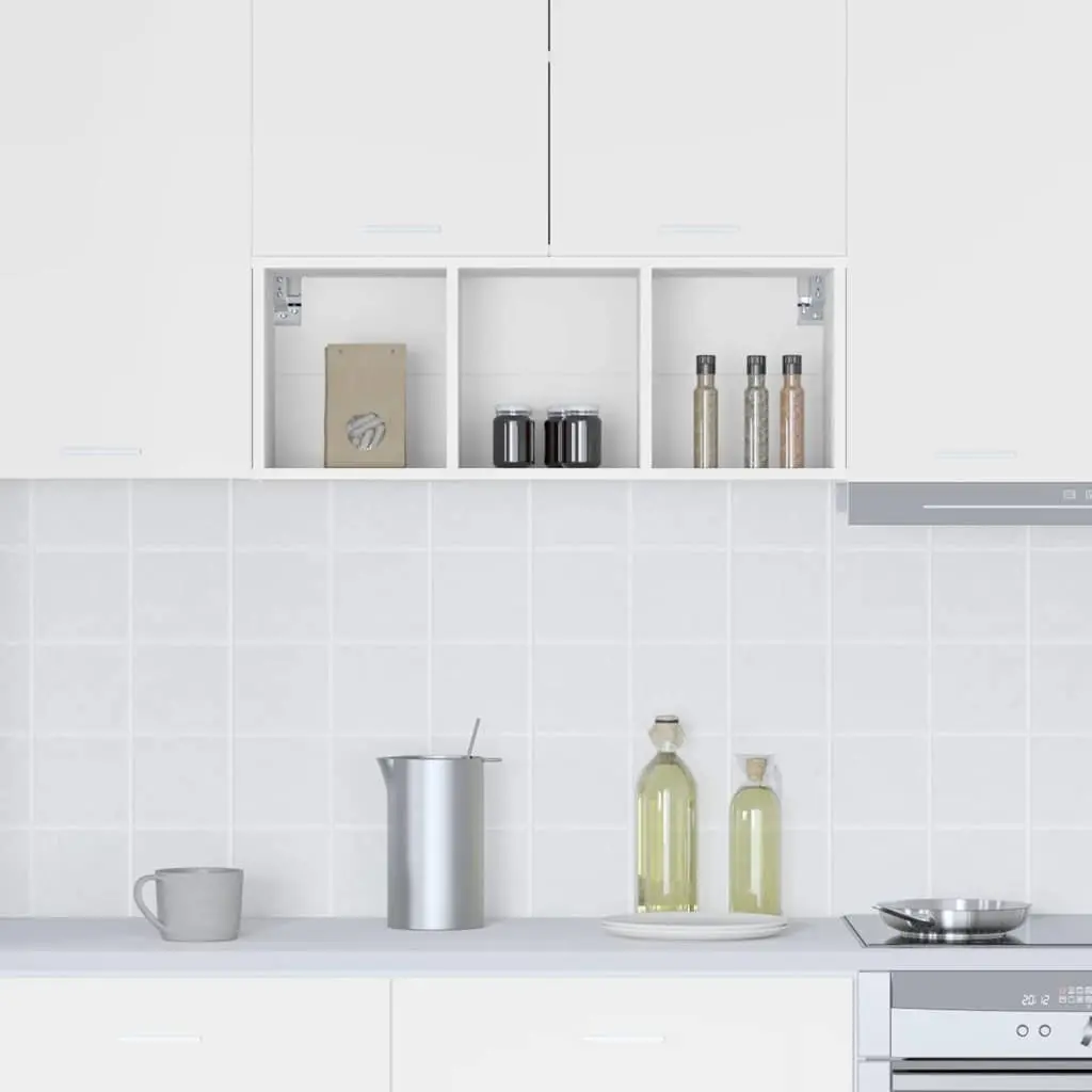 Hanging Kitchen Cabinet White Modern Storage Engineered Wood 30 x 29.5 x 80 cm