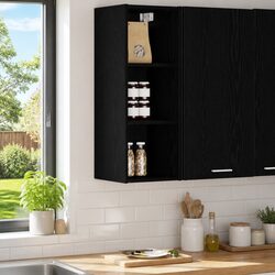 Versatile Black Oak Hanging Cabinet for Your Kitchen