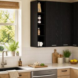 Practical Use of Black Oak Modern Storage Cabinet