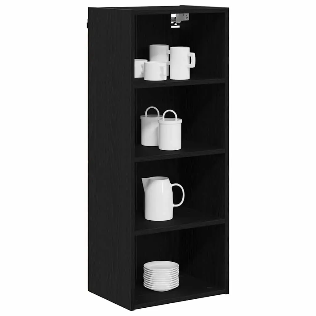 Hanging Kitchen Cabinet Engineered Wood Black Oak Modern Storage Cupboard 40 x 29.5 x 100 cm