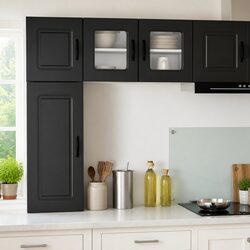 Practical Black Engineered Wood Cabinet for Kitchen Organization 40x31x40cm