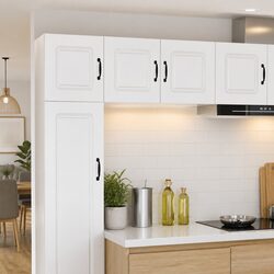 Functional High Gloss White Kitchen Cupboard for Organization
