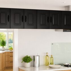 Practical Black Engineered Wood Kitchen Storage Panel