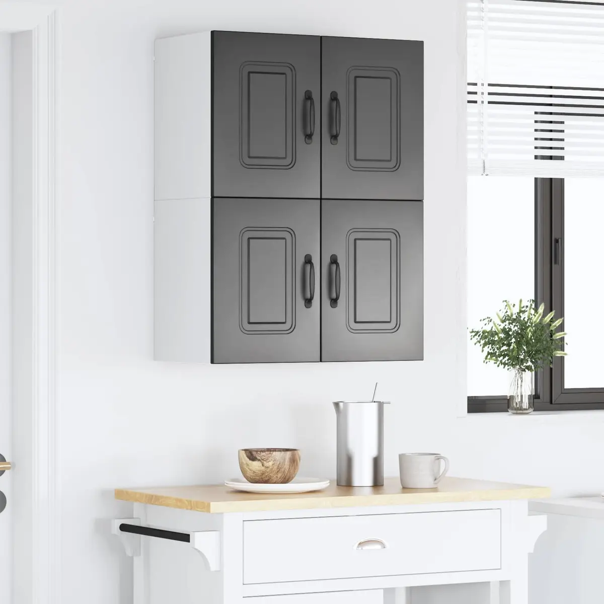 Black Engineered Wood Kitchen Storage Panel