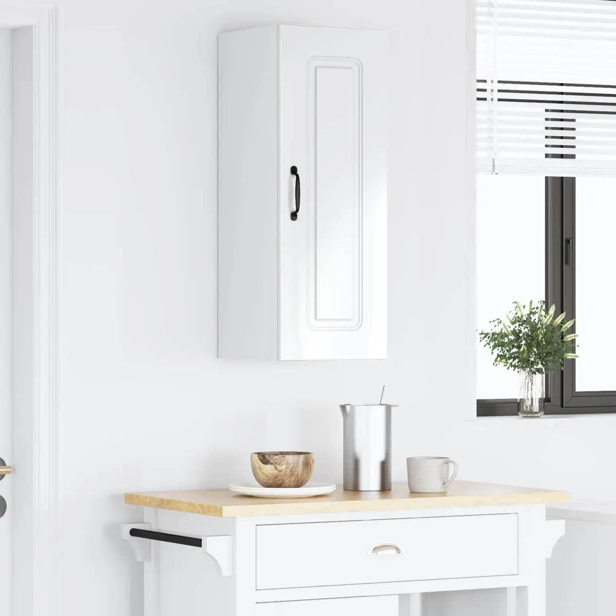 Dishwasher Panel Engineered Wood Kitchen Cabinet 30x31x80cm High Gloss White