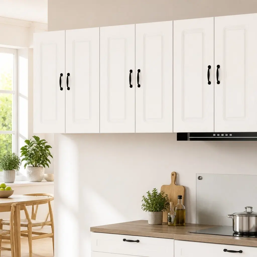 Kitchen Cabinet with High Gloss White Finish
