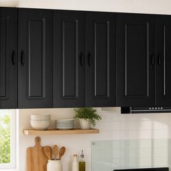 Practical Black Engineered Wood Kitchen Storage Cabinet
