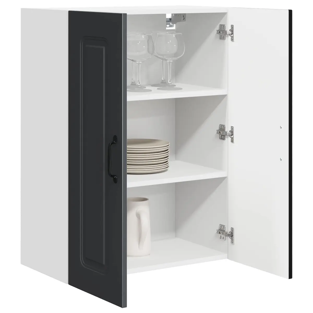 Black Kitchen Cabinet Engineered Wood Compact Storage 60x31x80cm