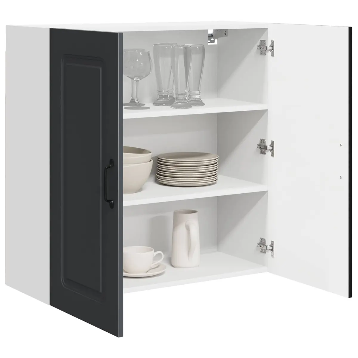 Kitchen Cabinet Black Engineered Wood 80x31x80cm Storage Unit with Clean Lines