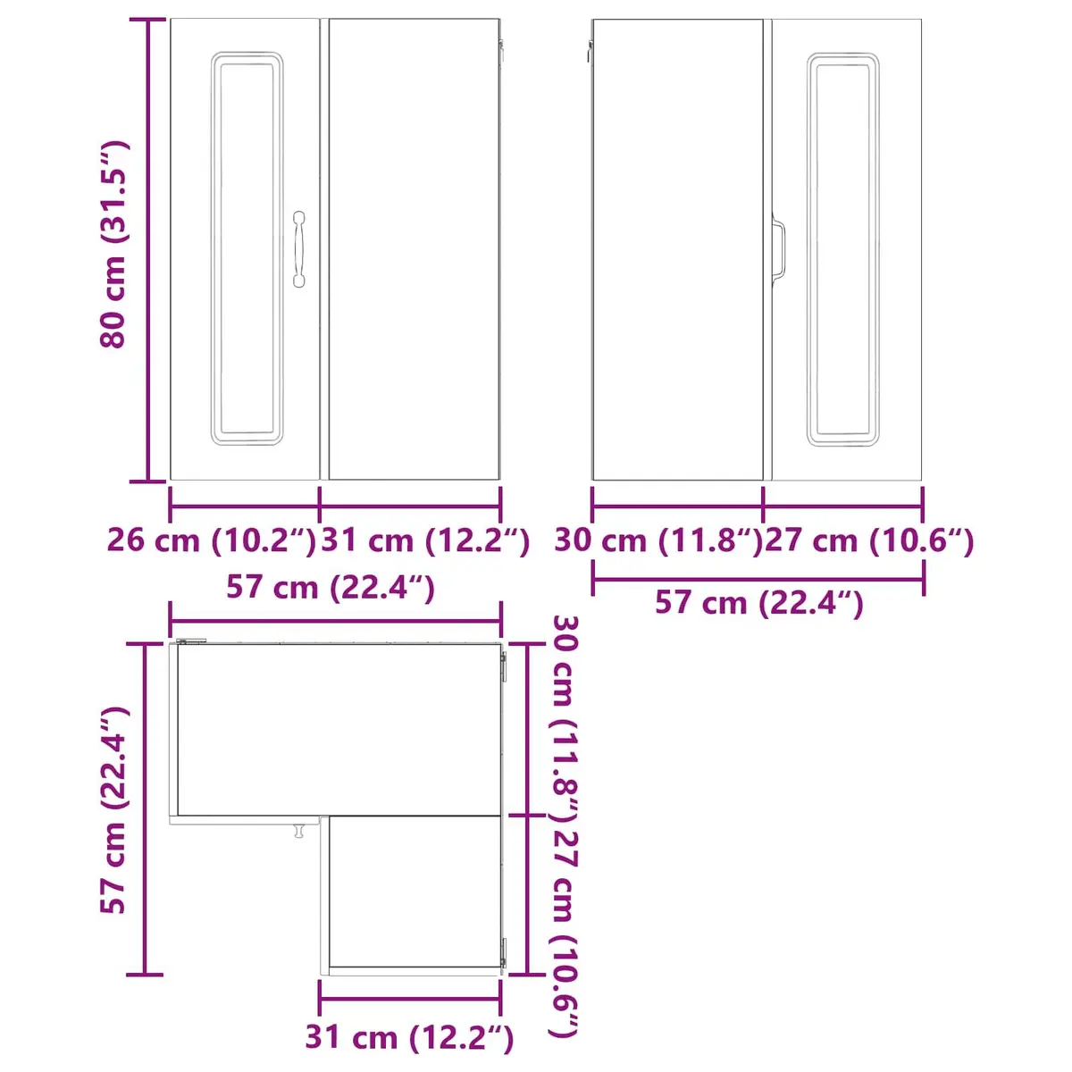 Kitchen Cabinet Engineered Wood High Gloss White 57 x 57 x 80 cm