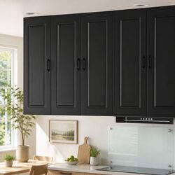 Versatile Black Storage Cabinet for Busy Kitchens