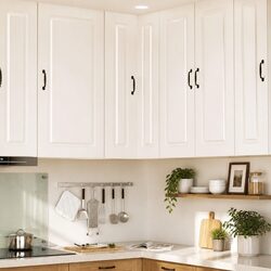 Practical White Engineered Wood Kitchen Cabinet for Your Space 57 x 57 x 100 cm