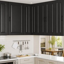 Functional Black Kitchen Cabinet with Dishwasher Panel Design