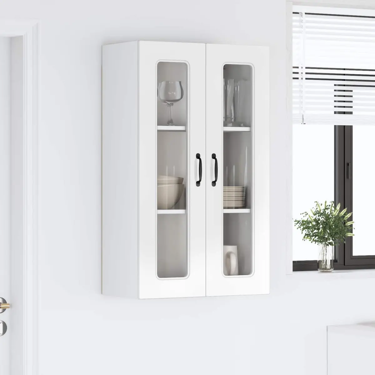 High Gloss White Kitchen Cabinet for Storage 60x31x100cm