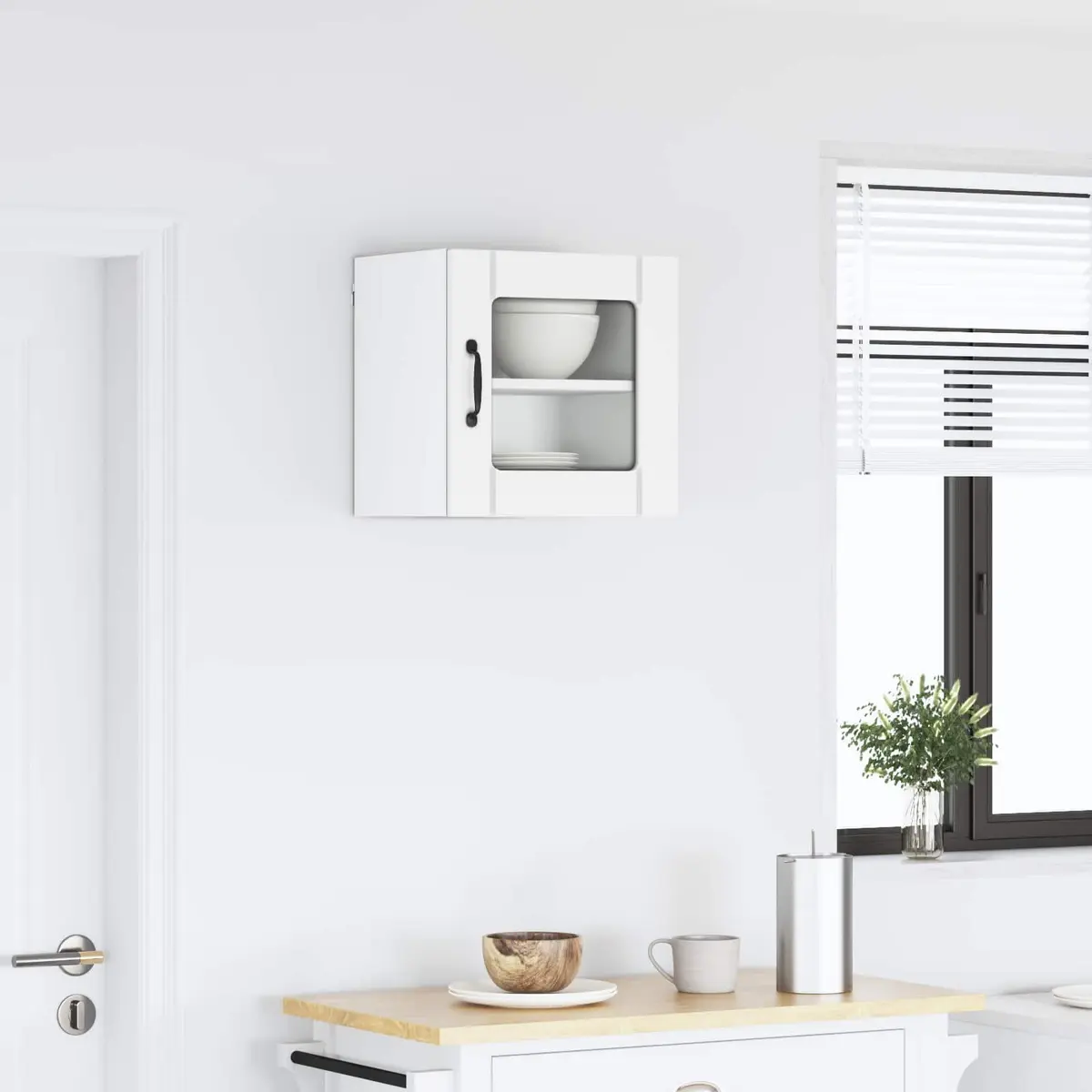 Wall Glass Cabinet Engineered Wood 40x31x40cm White Modern