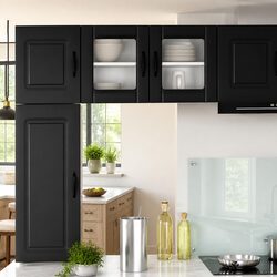Functional Black Glass Storage Cabinet for the Kitchen