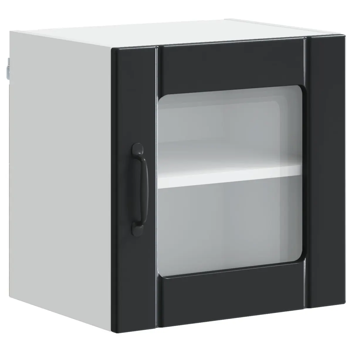 Black Wall-Mounted Glass Cabinet Set 2 Pieces Contemporary Storage Unit 40 x 31 x 40 cm