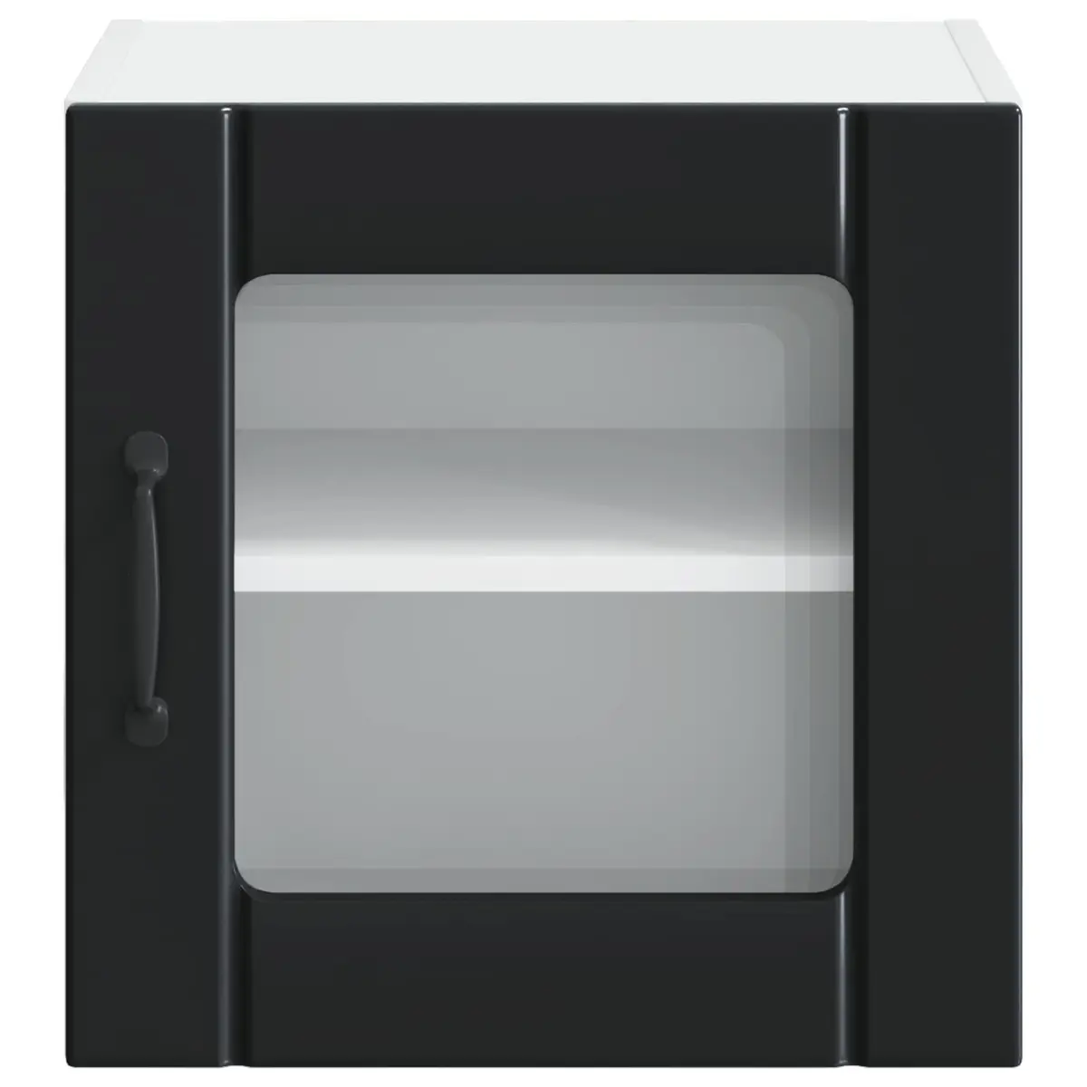 Black Wall-Mounted Glass Cabinet Set 2 Pieces Contemporary Storage Unit 40 x 31 x 40 cm