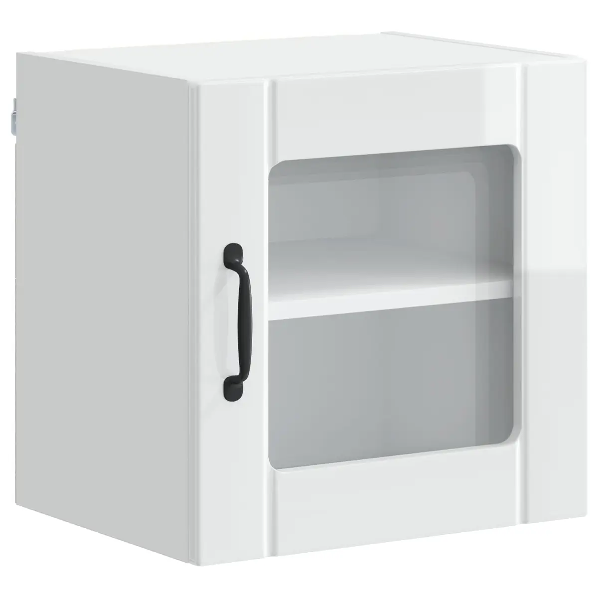 Wall Glass Cabinet High Gloss White Engineered Wood Kitchen Storage 40x31x40cm