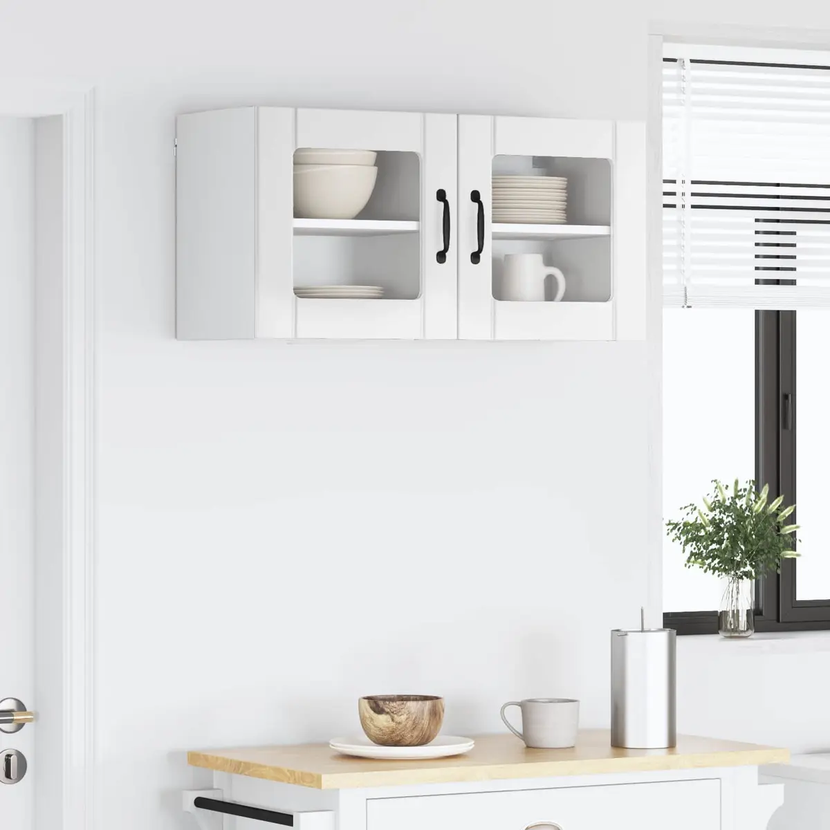 Wall Glass Cabinet High Gloss White Kitchen Storage Unit 40 x 31 x 40 cm 2 Pcs
