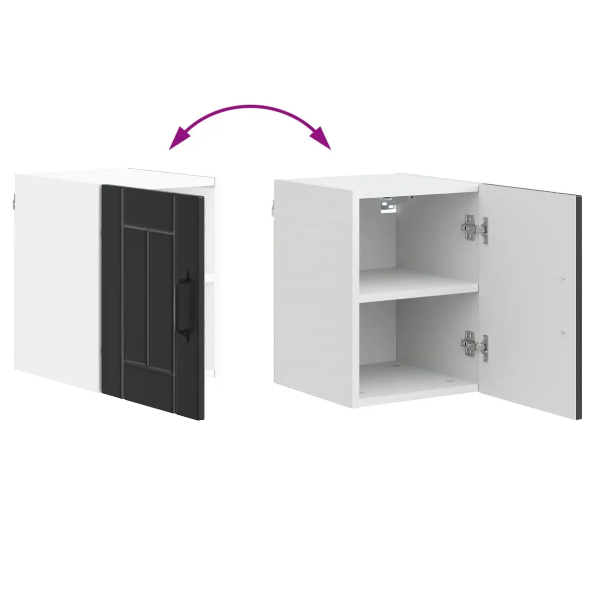 Black Engineered Wood Wall Cabinet Rectangular Kitchen Dishwasher Panel Storage